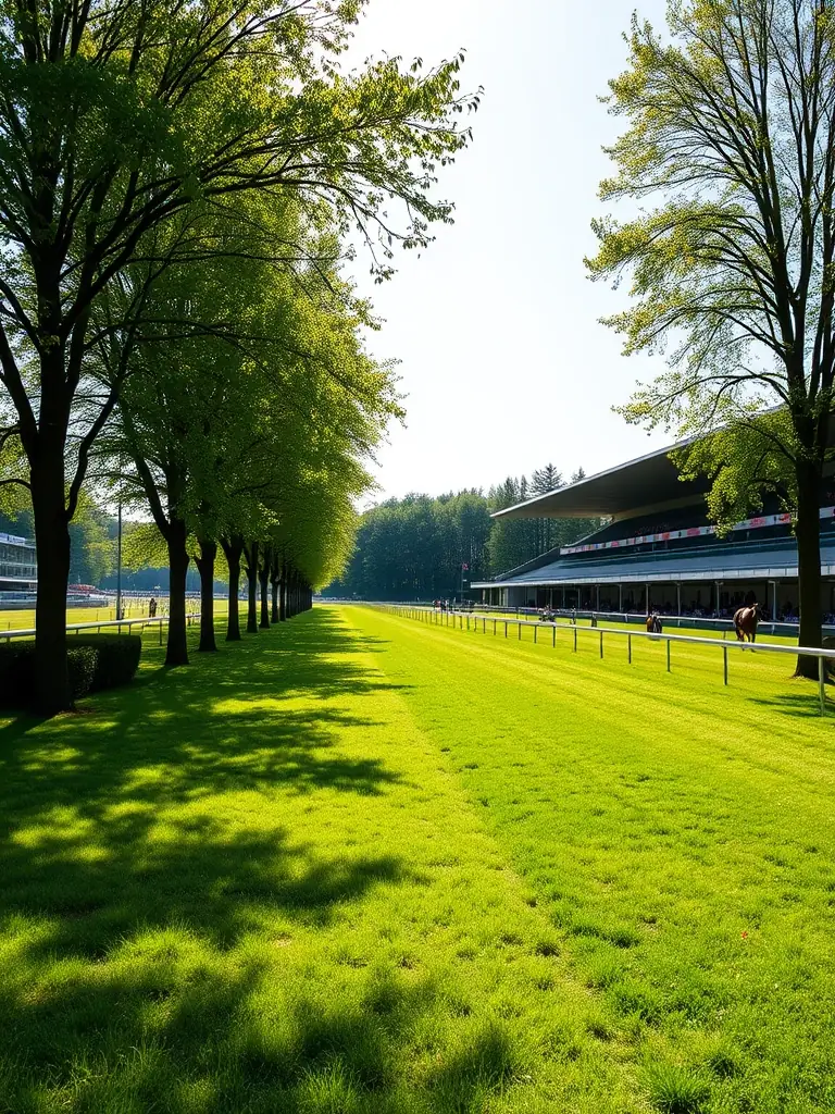 A scenic image of the Compiègne racecourse grounds, highlighting the lush greenery and well-maintained facilities.