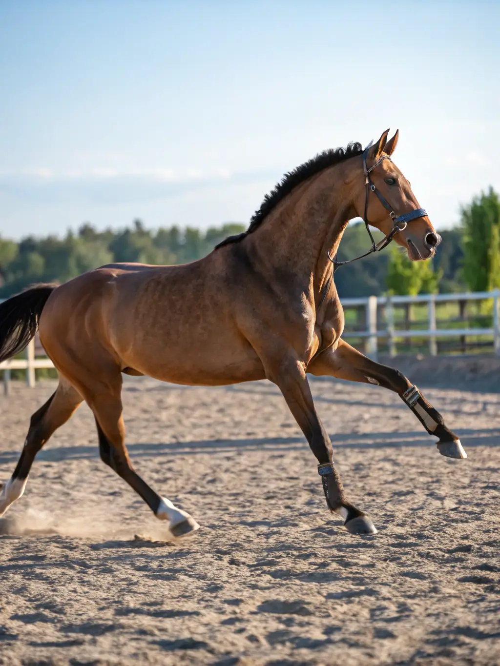 A close-up shot of a beautifully groomed horse in the paddock before a race, showcasing the elegance and power of the equine breed.