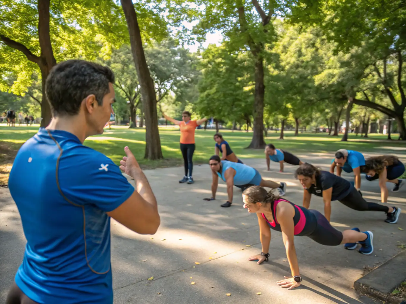 A group of elderly individuals engaging in a light exercise session outdoors, illustrating PRO.RE.SAP's focus on autonomy and well-being activities.