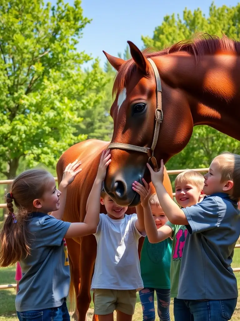 A scenic image of participants on horseback during an environmental education program at ECURIES DE LOU BAYLE, emphasizing the connection between nature and equestrian activities.
