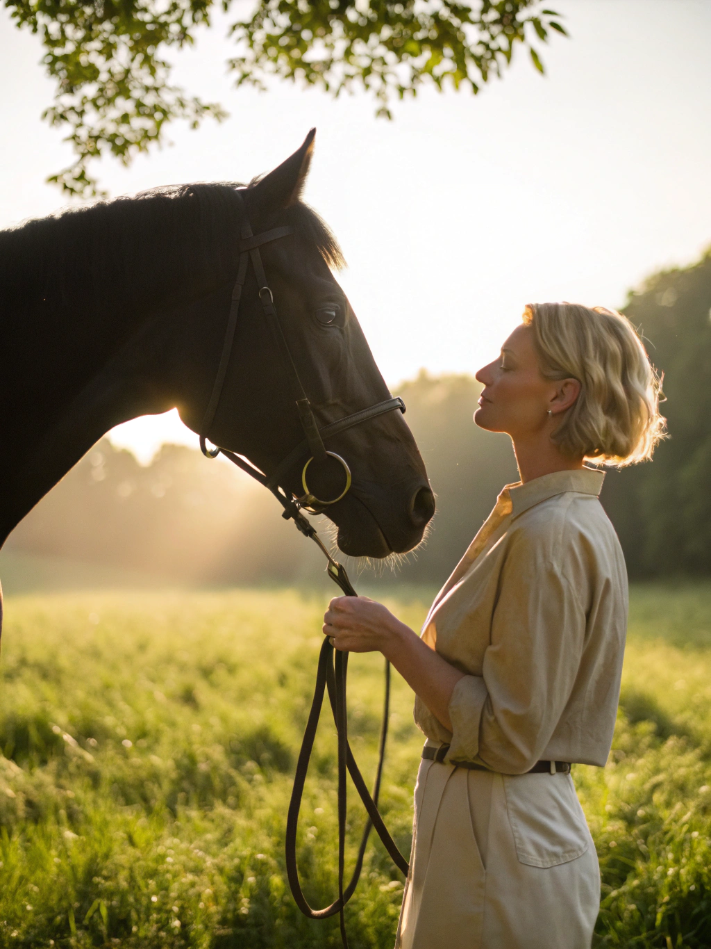 Jeune apprenant à interagir avec un cheval