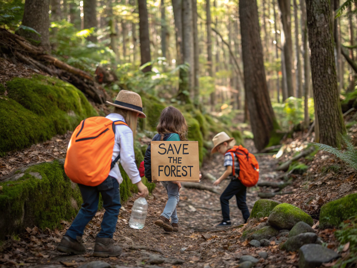 Enfants découvrant la nature en groupe